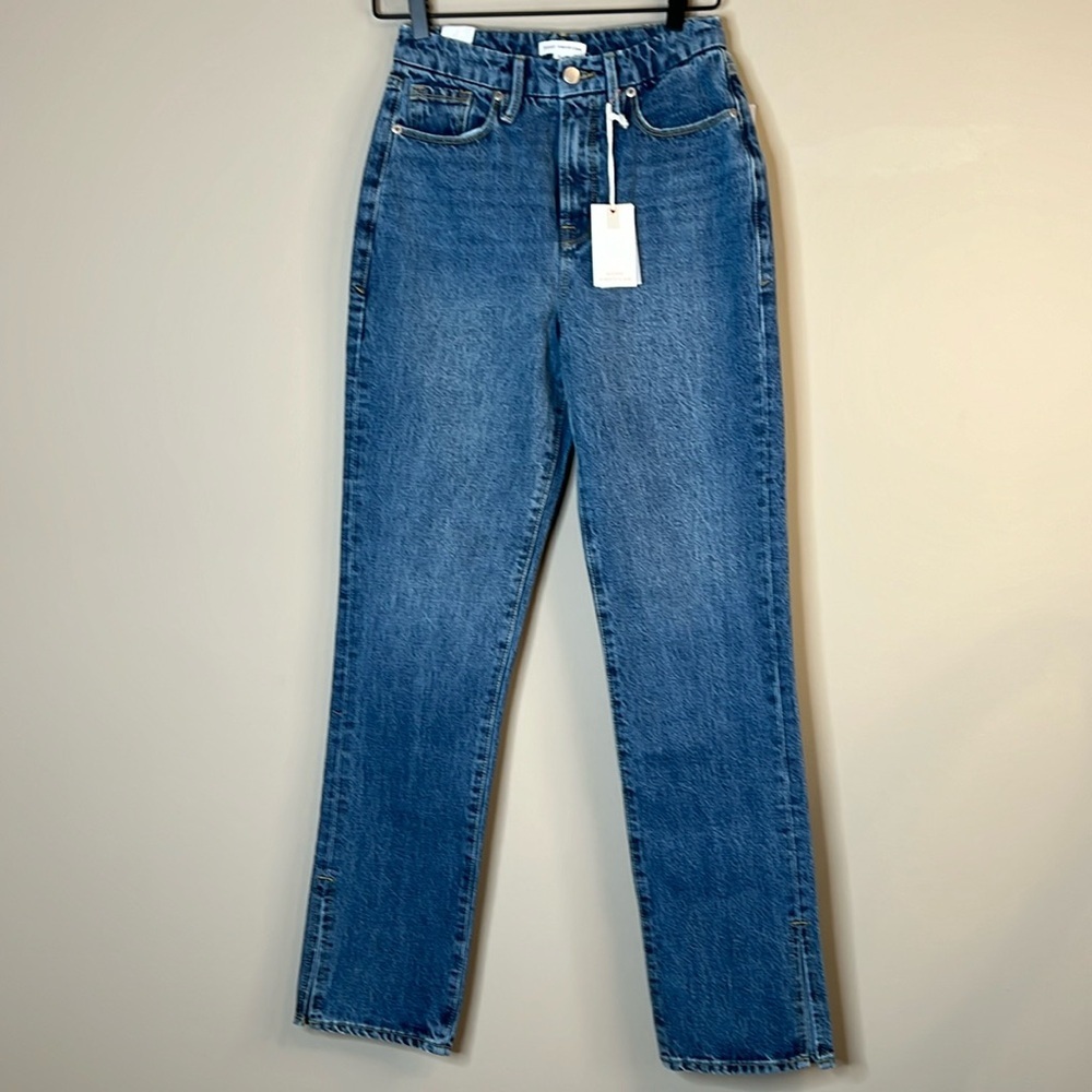Good American Good Boy Vintage Curvy Jean side slit blue 941 NWT - Picture 2 of 7